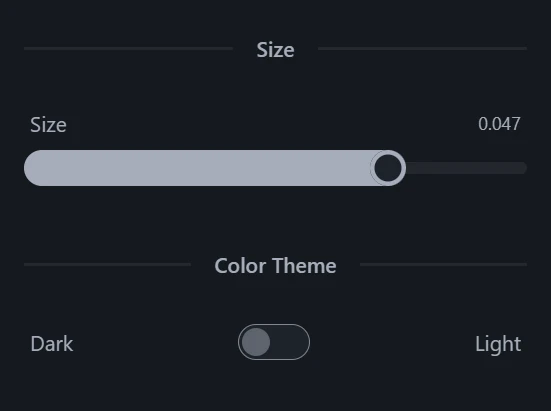 Cursor size and color theme controls