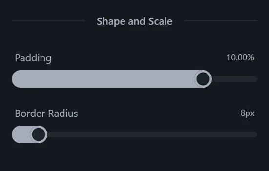 Padding and border radius controls