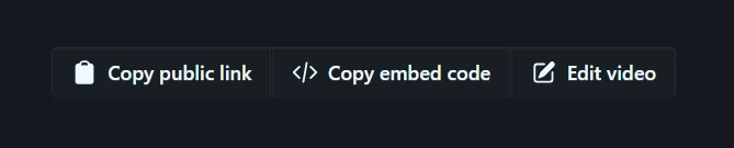 The Copy public link and Copy embed code buttons on the video page