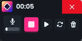 Rapidemo’s recording controls: mute, stop, pause and resume, restart and cancel
