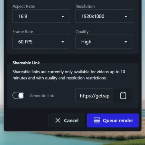 Screenshot of Shareable links